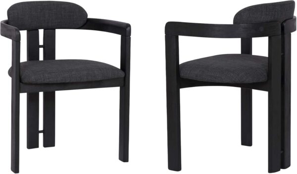 Armen Living Jazmin Fabric Modern Dining Chairs, Charcoal, Set of 2