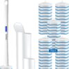 Disposable Toilet Brush, Toilet Bowl Cleaner Brush with 50PCS Toilet Brush Refills, Toilet Cleaner Refill Pads, Disposable Toilet Bowl Brush and Storage Caddy for Bathroom Cleaning(1-Set)