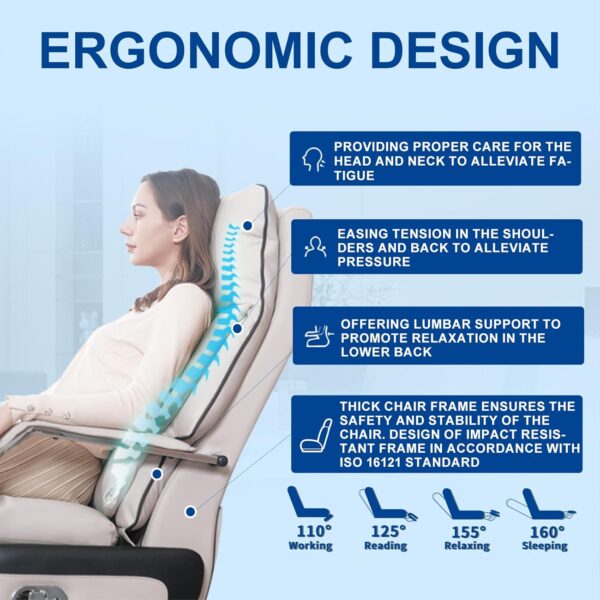 Ergonomic Executive Office Chair with Footrest – 400LBS Big and Tall PU Leather Desk Chair, One-Click Electric Recline with Massage & Pillow Support, High Back Wide Seat for Home Office (White)