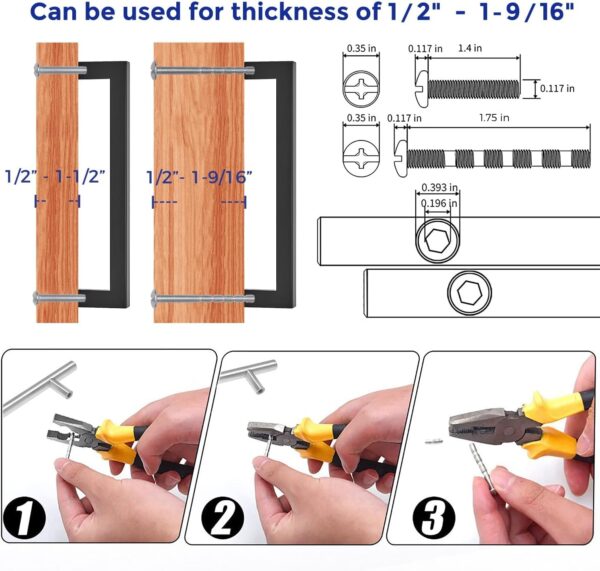 Ravinte 35 Pack 6-1/4 Inch Kitchen Square Cabinet Handles Matte Black Stainless Steel Drawer Pulls Hardware