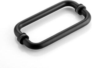 6 inch Glass Shower Door Handle Back to Back Frameless Shower Doors Round Pull Handle Stainless Steel for 1/4" to 1/2" Thickness Glass - Matte Black