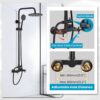 gotonovo SUS304 Outdoor Shower Fixture High Pressure Shower System Combo Wall Mount 2 Dual Function Shower Faucet Set Round Handheld Spray Matte Black Double Cross Handle