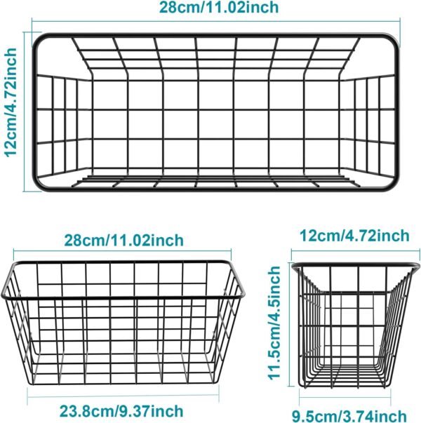 MaraFansie Hanging Kitchen Baskets Wire Storage Basket Over the Cabinet Door Organizer, No Drilling Adhesive Basket for Cabinet Pantry Organization and Kitchen, Bathroom, Storage, 2 Pack, Black