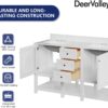 Deer Valley 60'' Bathroom Vanity with Double Sink Top, Pre-Assembled Modern Wood Bathroom Cabinet Sink Combo with Backsplash, Soft Closing Doors, Multifunctional Storage Space Vanity (White)