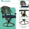 VIVIJASON 5-Piece Outdoor Patio Dining Set, All-Weather Cast Aluminum Conversation Set, Patio Furniture Set for Backyard, Include 4 Swivel Chairs, 38.5" Round Table w/Umbrella Hole, Navy Blue Cushion