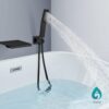 Aolemi Wall Mount Bathtub Faucet Bath Tub Faucet Set Waterfall Tub Filler with Handheld Sprayer Single Handle Solid Brass Rough-in Valve,with Bevel Angle Spout,Matte Black