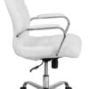Flash Furniture Whitney High-Back Swivel LeatherSoft Desk Chair with Padded Seat and Armrests, Adjustable Height Padded Office Chair, White/Chrome