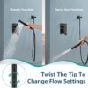 Aolemi Ceiling Mount Shower System with Rainfall Shower Head and Handheld,High Pressure Shower Faucet Set Fixture Combo with 2 in 1 Handheld Spray Rough-in Valve,8 Inch Shower Head Matte Black