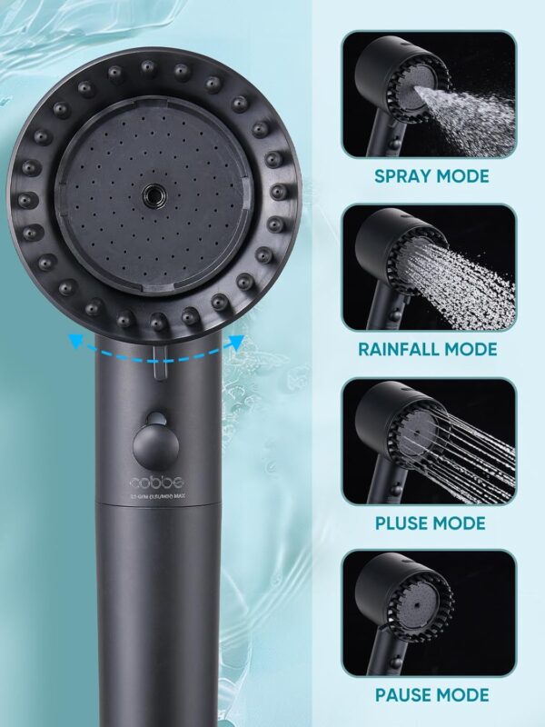 Cobbe Filtered Shower Head with Handheld, High Pressure 5-mode Showerhead with Filters, Built-in Power Wash for Hard Water - Remove Chlorine - Reduces Dry Itchy Skin, Matte Black