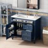 36'' Bathroom Vanity with Top Single Resin Sink Countertop, Solid Wood Frame Modern Storage Cabinet, 2 Drawer and Shelves, Soft Closing Doors, Blue