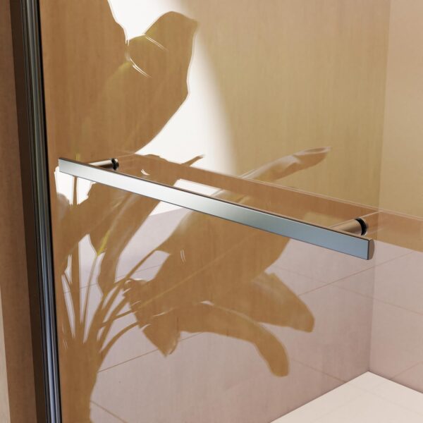 Shower Door 31" W x 55" H, Frameless Hinged Bathtub Shower Door, Bathtub Shower Screen Door, 1/4" (6mm) Tempered Glass Panel with Stainless Steel Handles (Matte Black)