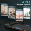 Walking Pad with Incline, Under Desk Treadmill for Home Office, 2.5HP Portable Treadmills with Panel & Remote Control, 4 in 1 Walking Running Machine Manual Incline, Compact Treadmill 265LB Capacity