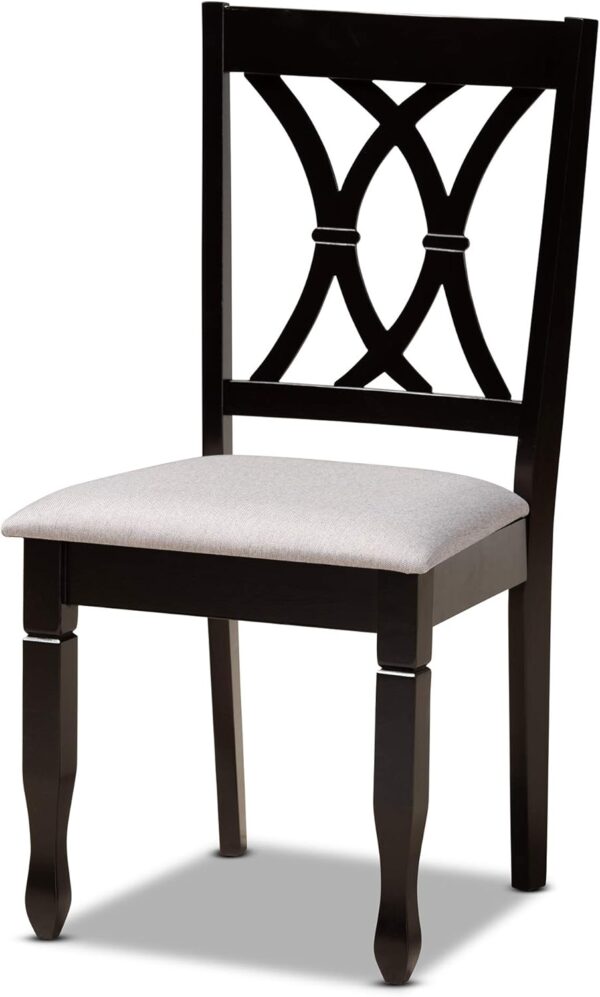 Baxton Studio Millie Modern and Contemporary Grey Fabric Upholstered and Dark Brown Finished Wood 5-Piece Dining Set