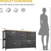 DWVO Dresser TV Stand, Fabric Dresser with 5 Drawers, Dresser for Bedroom, Wide Dresser, Storage Tower, Chest of Drawers for Closet, Living Room, Hallway, Dull Grey