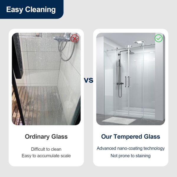 Double Sliding Shower Door 60" W x 74" H, Frameless Shower Enclosure 5/16" (8mm) Clear Tempered Glass, Stainless Steel Circular Guide Rail, Brushed Nickel Finished