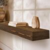 Fireplace Mantel Handmade, 3'' Thick Wall Decor Long Floating Shelf, 72inch Rustic Wood Shelf with Invisible Brackets, Brown