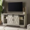 Walker Edison Richmond Modern Farmhouse Sliding Barn Door TV Stand for TVs up to 65 Inches, 58 Inch, Stone Grey