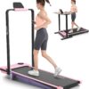 Folding Treadmill with Incline,4 in 1 Foldable Walking Pad with Handle Bar,Under Desk Treadmill for Home Office,Walking Pad 300LBS Weight Capacity/Dual Control/LED Display