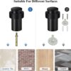 KOLAKO Door Stoppers, Floor Door Stops, (2 Inch) Black Matte Modern Heavy Duty Solid Small Cylindrical Doorstop Rubber Bumper, Stainless Steel, Floor Mounted Door Stop