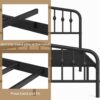 Yaheetech Queen Bed Frames Metal Platform Bed with Victorian Style Wrought Iron Headboard and Footboard/Easy Assembly/No Box Spring Needed/Black Queen Bed