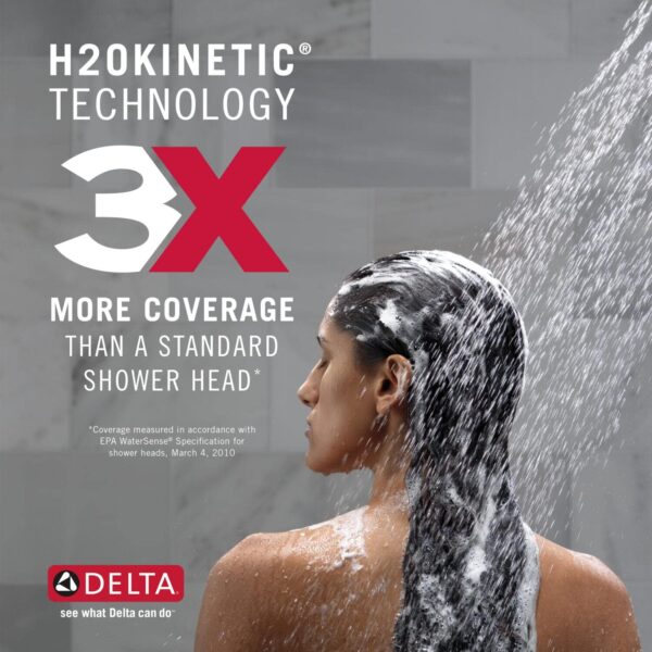 Delta Faucet Saylor 17 Series Black Shower Valve Trim Kit with H2Okinetic Shower Head, Delta Shower System, Shower Faucet Set, Shower Head and Handle Set, Matte Black T17235-BL (Valve Not Included)