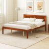 Giantex Queen Wood Platform Bed Frame with Headboard, Mid Century Queen Bed Frame with Wood Slat Support, Solid Wood Foundation with 16" Under Bed Storage, No Box Spring Needed, Easy Assembly