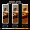 LVSOMT LED Wall/Door Mounted Jewelry Cabinet Armoire, Full Length Mirror with Lights, Lockable Storage Organizer, Over the Door Hanging Dressing Body Mirror (Wood)