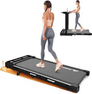 Walking Pad with Incline, 15° Incline Under Desk Treadmill with Remote Control with LED Display for Walking & Climbing at Home or Office，265LB Capacity