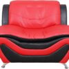Beverly Fine Furniture Aldo ((3 Piece) Modern Sofa Set, Black/Red
