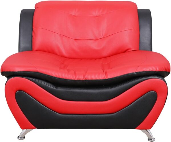 Beverly Fine Furniture Aldo ((3 Piece) Modern Sofa Set, Black/Red