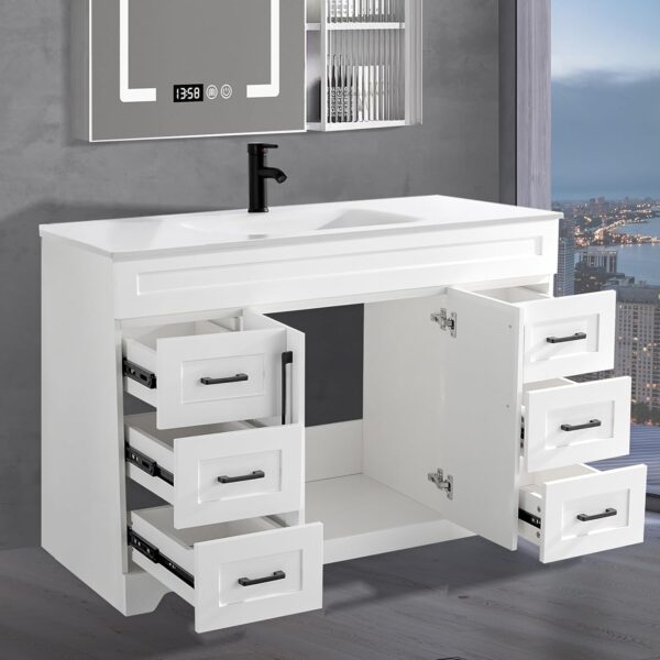 48’’ Bathroom Vanity with Sink,Undermount Ceramic Sink-Modern Bathroom Cabinet with 6 Soft-Close Drawers & 2 Doors Spacious Storage Cabinet,White