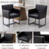 Upholstered Dining Chairs with Arms Set of 2 PU Leather Mid Century Modern Accent Chairs Armchairs with Gold Metal Frame, Modern Kitchen & Dining Room Chairs, Black