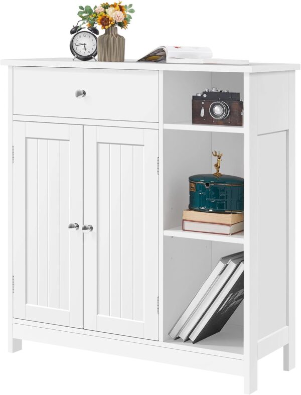 Yaheetech Bathroom Floor Cabinet, Kitchen Freestanding Storage Organizer, Large Side Cabinet with Doors, Drawer & Adjustable Shelves for Living Room, Entryway, 12" D x 29.5" W x 31.5" H, White
