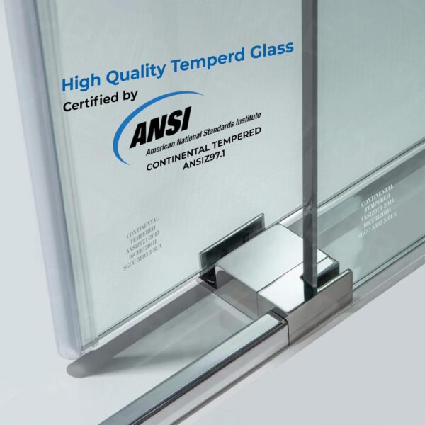 Fab Glass And Mirror Frameless Sliding Shower Door 48" X 72", Adjustable Width 44-48", 5/16" Thick Tempered Glass, Brushed Nickel