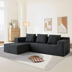 103" Cloud Sectional Sofa, Boneless L-Shape Couch with Chaise, Modern Minimalist Modular Couch for Living Room, Free Combination Deep Seat Corner, No Assembly Required, Dark Grey