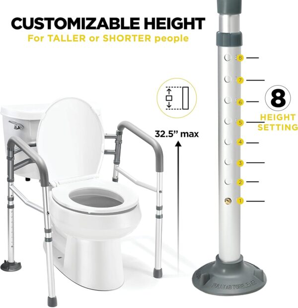 Medical king Toilet Safety Rail - Adjustable Detachable Toilet Safety Frame with Handles Heavy-Duty Toilet Safety Rails Stand Alone - Toilet Safety Rails for Elderly, Handicapped - Fits Most Toilets