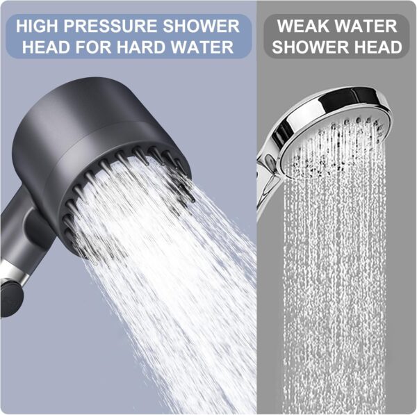 Ion Drops Shower Head with 60 Inch Hose, 4 Spray Mode Showerhead with Handheld for Hard Water, Detachable Shower Filter Head High Pressure Shower Head with On/Off Switch, Grey
