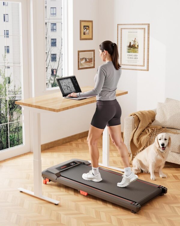 Walking Pad Treadmill, WalkDate Incline Walking Pad Under Desk Treadmills 330 Lbs Capacity, 2.5HP Low Noise Portable Running Machine for Home and Office, with LED Display, Remote Control, Beige
