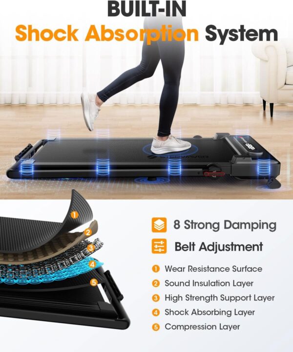 9% Incline Walking Pad Treadmill and Handle Bar, Widened Running Belt, 4MPH/7.6MPH, 2.5HP Treadmill with 380lbs Capacity with Remote, Bluetooth and App Control with Fitshow