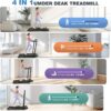 ANCHEER Walking Pad Treadmill with Incline&Adjustable Height,4 in 1 Under Desk Treadmills with Removable Desk Workstation,Foldable Treadmill for Home 300lbs Max,3 Type Control,Installation-Free