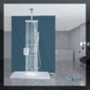 Aolemi Ceiling Mount Shower System Rain Shower Head with Handheld Spray High Pressure Shower Faucet Set Rough-in Valve Shower Trim Kit Included Bathroom Polish Chrome 12 Inch Ceiling Shower Head