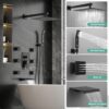 Waist Massage Spray Shower System with 6 Body Jets and Tub Spout, 12'' Rainfall Bathtub Shower System with Shower Jet, Wall Mounted Rain Shower and Handheld Shower Faucet Sets Complete, Matte Black