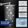 BWE Shower System Brushed Nickel 10 Inch Square Bathroom Luxury Rain Mixer Shower Combo Set Shower Kit Wall Mounted Rainfall Head Shower Faucet Rough-in Valve Body and Trim Included