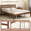 KOMFOTT Queen Size Wood Platform Bed Frame with Headboard, 16-Inch Mid-Century Wooden Bed Frame with Slats Support & 12” Under Bed Storage Space, Retro Mattress Foundation, No Box Spring Needed