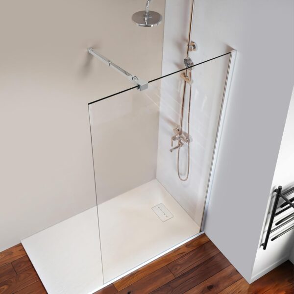 Shower Door Support Bar, Wall-to-Glass Support Arm 450-700mm Long to Fix Frameless Glass Panel, Suitable for 5/16"(8mm) to 3/8"(10mm) Thick Glass Door, Polished Silver