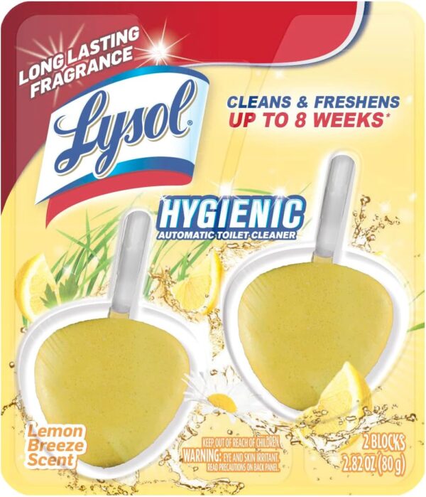 Lysol Automatic In-The-Bowl Toilet Cleaner, Cleans and Freshens Toilet Bowl, Lemon Breeze Scent (Pack of 2)