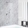 Tub Spout Shower Faucet, Luxury Rain Mixer Shower Combo Set, Wall Mounted Rainfall Shower System, 10 Inch Rain Shower Head, Chrome(Contain Rough-in Valve Body and Trim)