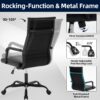 Office Chair, Ergonomic Executive Conference Room Chairs, Ribbed Leather Desk Chair with Lumbar Support, Adjustable Height Mid-Back Swivel Chair with Padded Seat and Square Tube Armrests