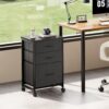 3 Drawer Mobile File Cabinet with Wheels Fabric Vertical Filing Cabinet fits A4 or Letter Size for Home Office,Black