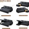 Upholstered Sleeper Sofa, L Shaped Sectional Couch with Reversible Storage, Convertible Corner Lounge Couches w/Pull Out Sofabed for Living Room, Apartment,Dark Grey